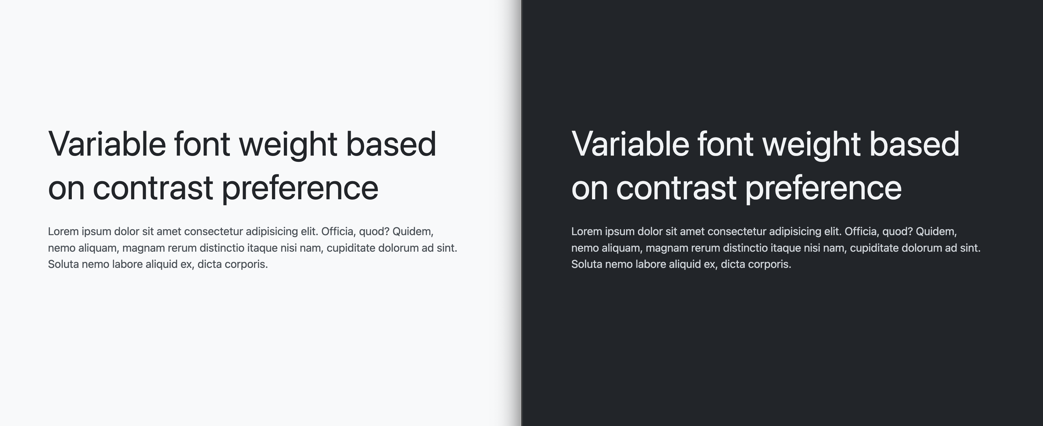 目前为止的演示的屏幕截图预览，分别采用深色主题和浅色主题。